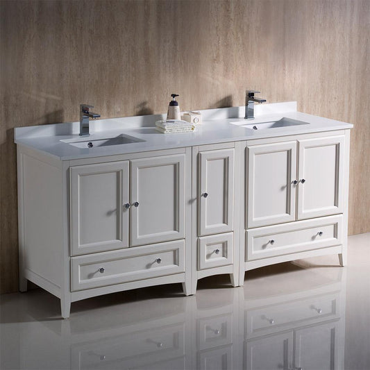 Fresca Oxford 72"  Traditional Double Sink Bathroom Cabinets w/ Top & Sinks - Luxe Bathroom Vanities