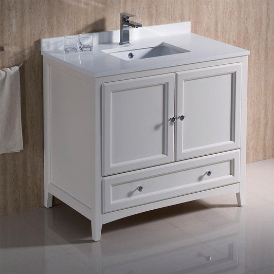 Fresca Oxford 36"  Traditional Bathroom Cabinet w/ Top & Sink - Luxe Bathroom Vanities