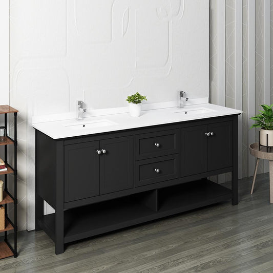 Fresca Manchester 72" Traditional Double Sink Bathroom Cabinet w/ Top & Sinks - Luxe Bathroom Vanities