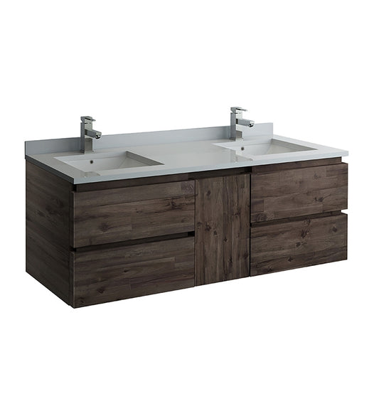 Fresca Formosa 58" Wall Hung Double Sink Modern Bathroom Cabinet - Luxe Bathroom Vanities Luxury Bathroom Fixtures Bathroom Furniture