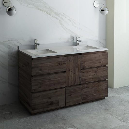 Fresca Formosa 60" Floor Standing Double Sink Modern Bathroom Cabinet w/ Top & Sinks - Luxe Bathroom Vanities