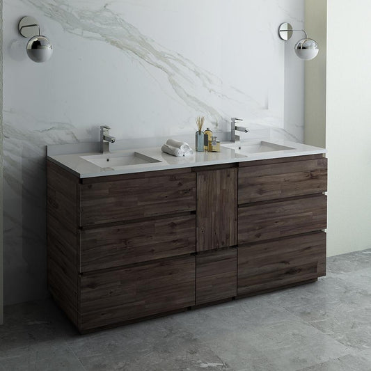 Fresca Formosa 72" Floor Standing Double Sink Modern Bathroom Cabinet w/ Top & Sinks - Luxe Bathroom Vanities