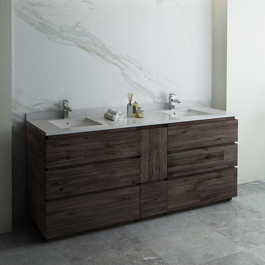 Fresca Formosa 84" Floor Standing Double Sink Modern Bathroom Cabinet w/ Top & Sinks - Luxe Bathroom Vanities