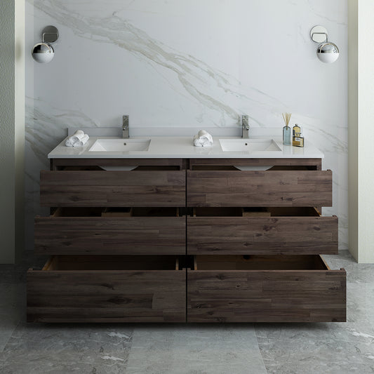 Fresca Formosa 72" Floor Standing Double Sink Modern Bathroom Cabinet w/ Top & Sinks - Luxe Bathroom Vanities