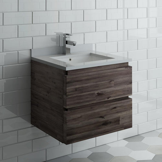 Fresca Formosa 30" Wall Hung Modern Bathroom Cabinet w/ Top & Sink - Luxe Bathroom Vanities
