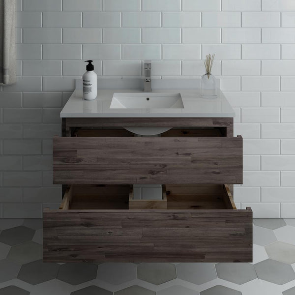 Fresca Formosa 36" Wall Hung Modern Bathroom Cabinet w/ Top & Sink - Luxe Bathroom Vanities