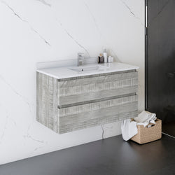 Fresca Formosa 36" Wall Hung Modern Bathroom Cabinet w/ Top & Sink - Luxe Bathroom Vanities