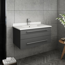 Fresca Lucera 30" Wall Hung Modern Bathroom Cabinet w/ Top & Undermount Sink - Luxe Bathroom Vanities