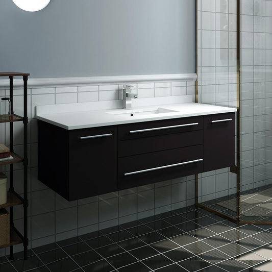 Fresca Lucera 48" Wall Hung Modern Bathroom Cabinet w/ Top & Undermount Sink - Luxe Bathroom Vanities