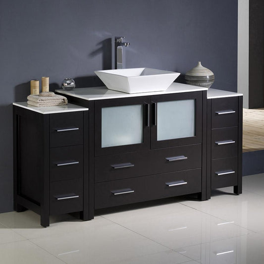 Fresca Torino 60" Modern Bathroom Cabinets w/ Top & Vessel Sink - Luxe Bathroom Vanities