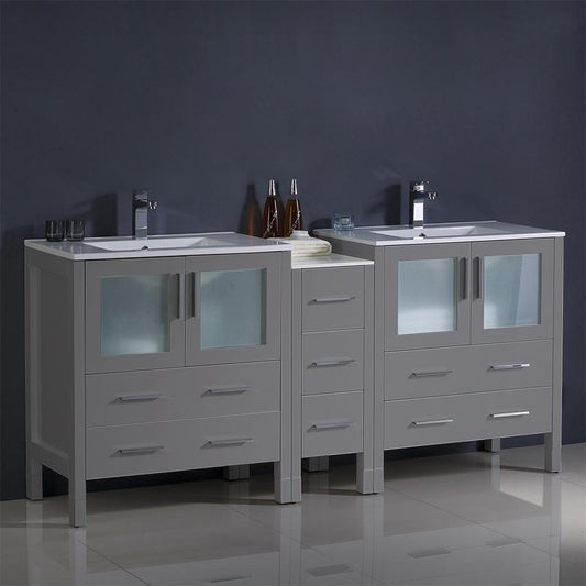 Fresca Torino 72" Modern Double Sink Bathroom Cabinets w/ Integrated Sinks - Luxe Bathroom Vanities