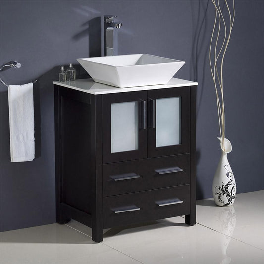 Fresca Torino 24" Modern Bathroom Cabinet w/ Top & Vessel Sink - Luxe Bathroom Vanities
