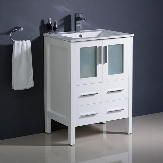 Fresca Torino 24" Modern Bathroom Cabinet w/ Top & Integrated Sink - Luxe Bathroom Vanities