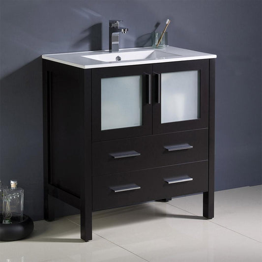 Fresca Torino 30" Modern Bathroom Cabinet w/ Integrated Sink - Luxe Bathroom Vanities