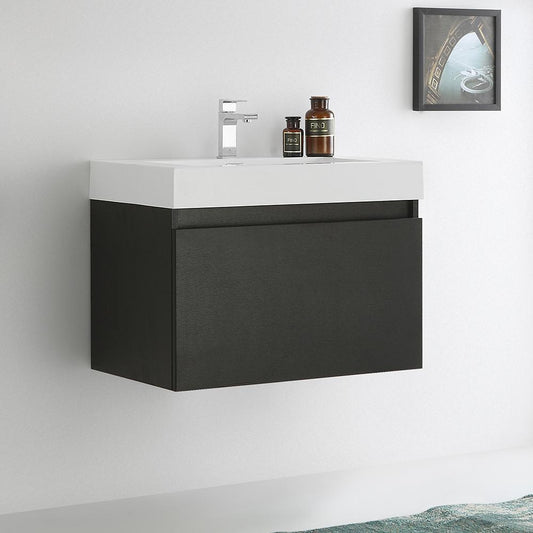 Fresca Mezzo 30" Wall Hung Modern Bathroom Cabinet w/ Integrated Sink - Luxe Bathroom Vanities