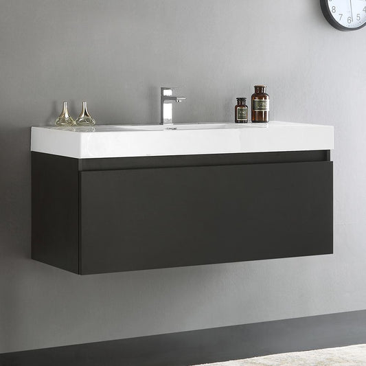 Fresca Mezzo 48" Wall Hung Modern Bathroom Cabinet w/ Integrated Sink - Luxe Bathroom Vanities