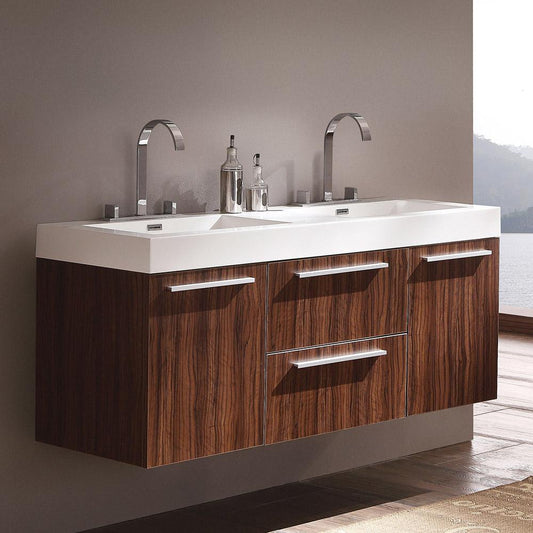 Fresca Opulento 54" Modern Double Sink Cabinet w/ Integrated Sinks - Luxe Bathroom Vanities