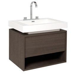 Fresca Potenza 28" Modern Gray Oak Bathroom Cabinet w/ Vessel Sink - Luxe Bathroom Vanities