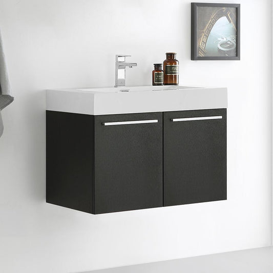 Fresca Vista 30" Wall Hung Modern Bathroom Cabinet w/ Integrated Sink - Luxe Bathroom Vanities