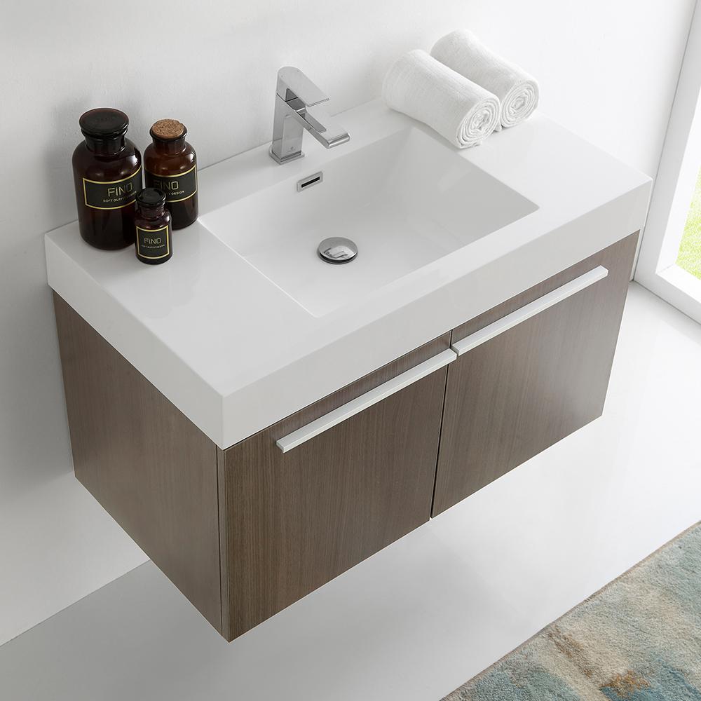 Fresca Vista 36" Modern Bathroom Cabinet w/ Integrated Sink - Luxe Bathroom Vanities