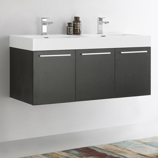 Fresca Vista 48" Wall Hung Double Sink Modern Bathroom Cabinet w/ Integrated Sink - Luxe Bathroom Vanities