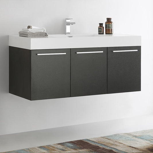 Fresca Vista 48" Wall Hung Modern Bathroom Cabinet w/ Integrated Sink - Luxe Bathroom Vanities