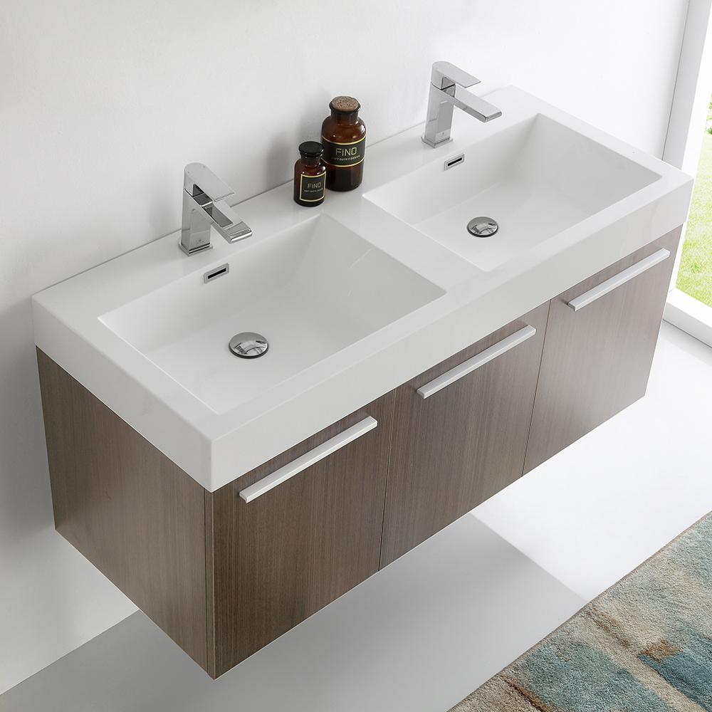 Fresca Vista 48" Wall Hung Modern Bathroom Cabinet w/ Integrated Sink - Luxe Bathroom Vanities