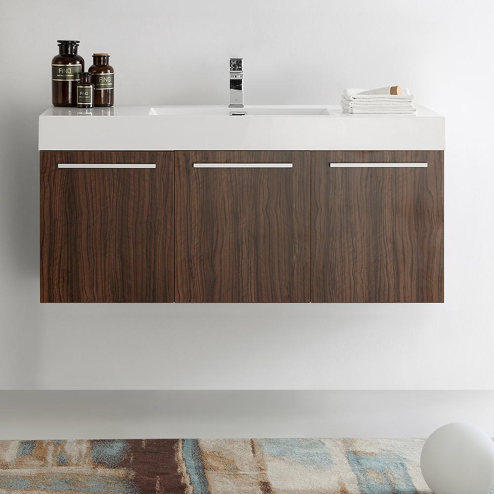 Fresca Vista 48" Wall Hung Modern Bathroom Cabinet w/ Integrated Sink - Luxe Bathroom Vanities