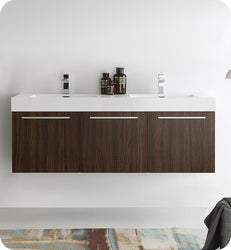 Fresca Vista 60" Wall Hung Double Sink Modern Bathroom Cabinet - Luxe Bathroom Vanities Luxury Bathroom Fixtures Bathroom Furniture