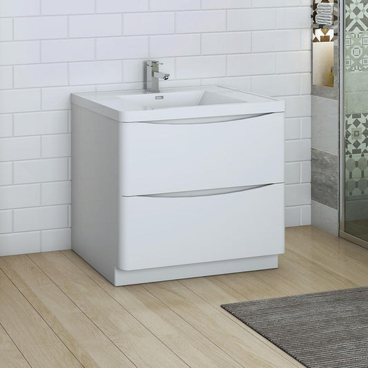 Fresca Tuscany 36" Free Standing Modern Bathroom Cabinet w/ Integrated Sink - Luxe Bathroom Vanities