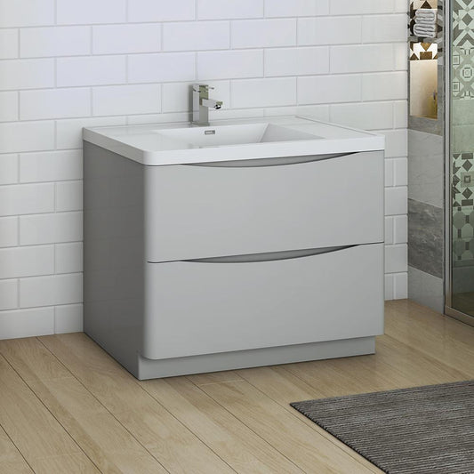 Fresca Tuscany 40" Free Standing Modern Bathroom Cabinet w/ Integrated Sink - Luxe Bathroom Vanities
