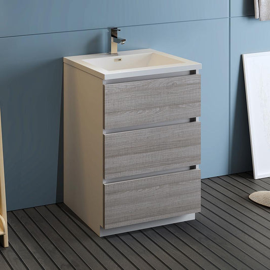 Fresca Lazzaro 24" Free Standing Modern Bathroom Cabinet w/ Integrated Sink - Luxe Bathroom Vanities