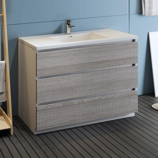 Fresca Lazzaro 48" Free Standing Modern Bathroom Cabinet w/ Integrated Sink - Luxe Bathroom Vanities