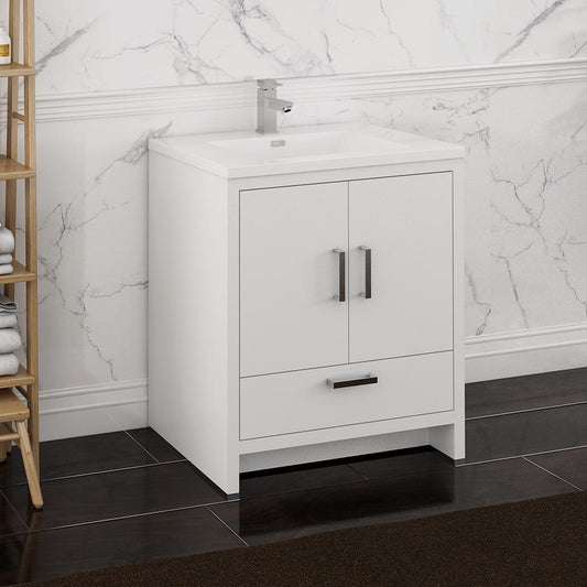 Fresca Imperia 30" Free Standing Modern Bathroom Cabinet w/ Integrated Sink - Luxe Bathroom Vanities