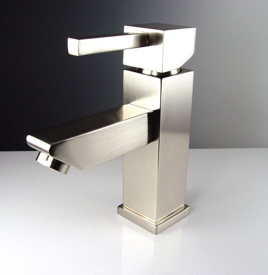Fresca Versa Single Hole Mount Bathroom Vanity Faucet - Brushed Nickel - Luxe Bathroom Vanities