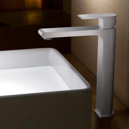 Fresca Allaro Single Hole Vessel Mount Bathroom Vanity Faucet - Brushed Nickel - Luxe Bathroom Vanities