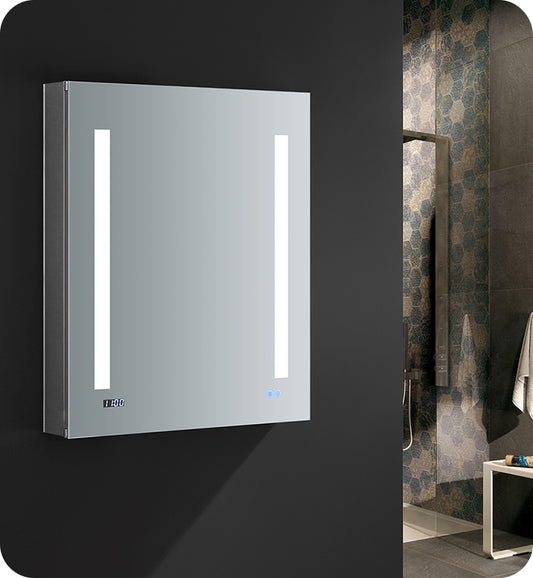 Fresca Tiempo 24" Wide x 30" Tall Bathroom Medicine Cabinet w/ LED Lighting & Defogger - Luxe Bathroom Vanities Luxury Bathroom Fixtures Bathroom Furniture