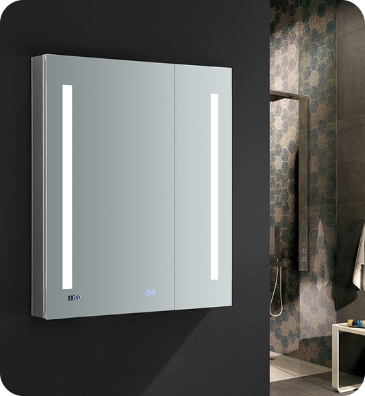 Fresca Tiempo 30" Wide x 36" Tall Bathroom Medicine Cabinet w/ LED Lighting & Defogger - Luxe Bathroom Vanities Luxury Bathroom Fixtures Bathroom Furniture