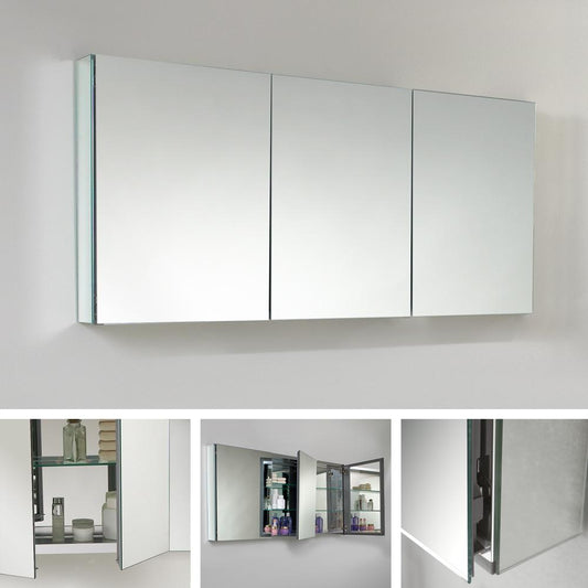 Fresca 60" Wide x 26" Tall Bathroom Medicine Cabinet w/ Mirrors - Luxe Bathroom Vanities