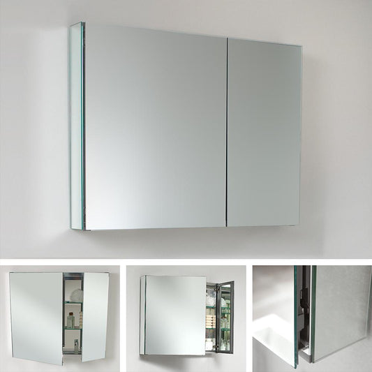Fresca 30" Wide x 26" Tall Bathroom Medicine Cabinet w/ Mirrors - Luxe Bathroom Vanities