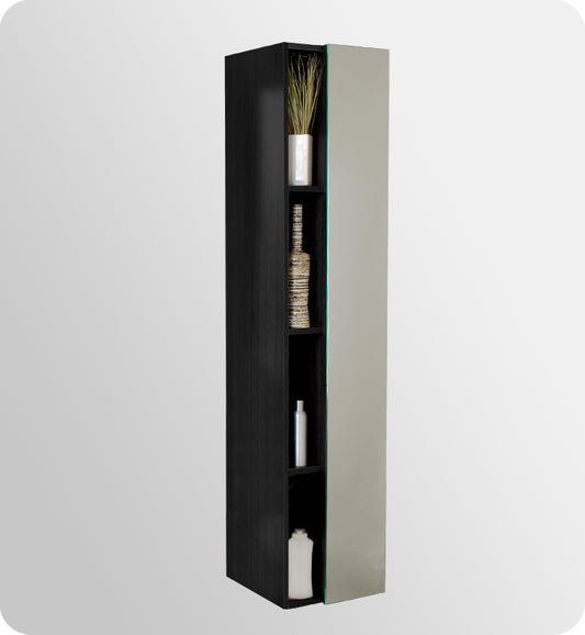 Fresca Bathroom Linen Side Cabinet w/ 4 Cubby Holes & Mirror - Luxe Bathroom Vanities Luxury Bathroom Fixtures Bathroom Furniture