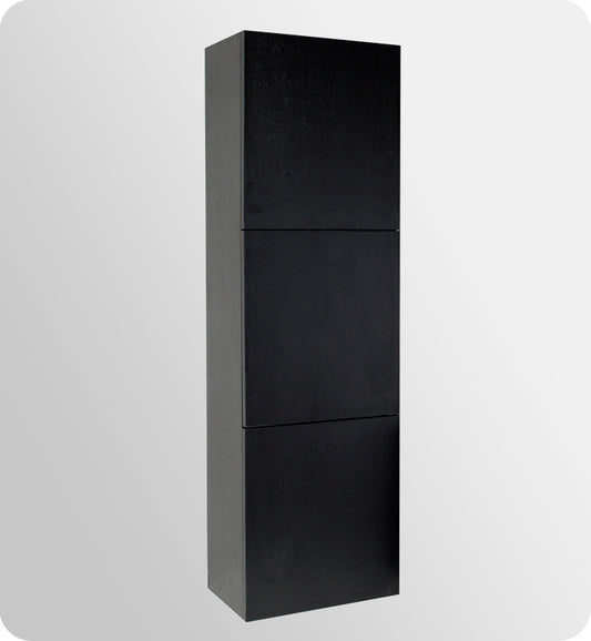 Fresca Black Bathroom Linen Side Cabinet w/ 3 Large Storage Areas - Luxe Bathroom Vanities Luxury Bathroom Fixtures Bathroom Furniture