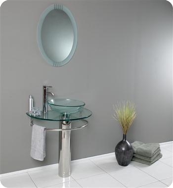 Fresca Attrazione 30" Modern Glass Bathroom Vanity w/ Frosted Edge Mirror - Luxe Bathroom Vanities