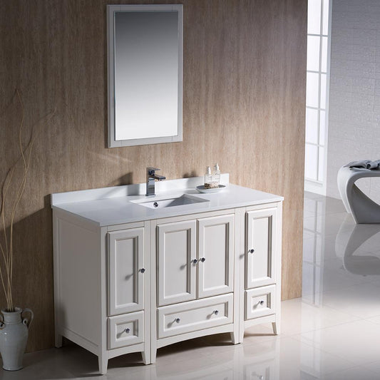 Fresca Oxford 48" Antique White Traditional Bathroom Vanity - Luxe Bathroom Vanities