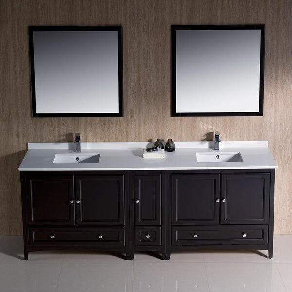 Fresca Oxford 84" Espresso Traditional Double Sink Bathroom Vanity - Luxe Bathroom Vanities