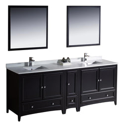 Fresca Oxford 84" Espresso Traditional Double Sink Bathroom Vanity - Luxe Bathroom Vanities