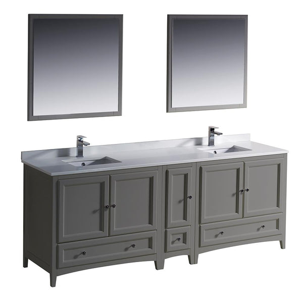 Fresca Oxford 84" Gray Traditional Double Sink Bathroom Vanity - Luxe Bathroom Vanities