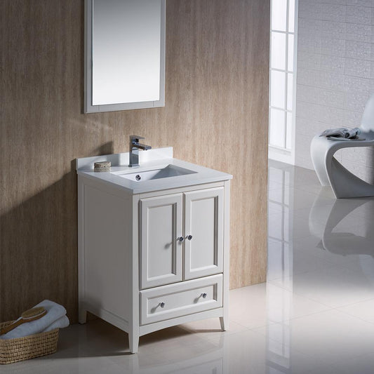 Fresca Oxford 24" Antique White Traditional Bathroom Vanity - Luxe Bathroom Vanities