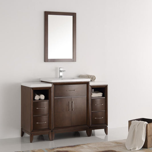 Fresca Cambridge 48" Antique Coffee Traditional Bathroom Vanity w/ Mirror - Luxe Bathroom Vanities