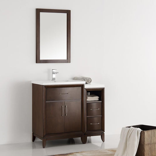 Fresca Cambridge 36" Antique Coffee Traditional Bathroom Vanity w/ Mirror - Luxe Bathroom Vanities